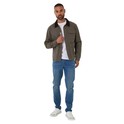 Khaki Green - Side - Threadbare Mens Corduroy Utility Jacket