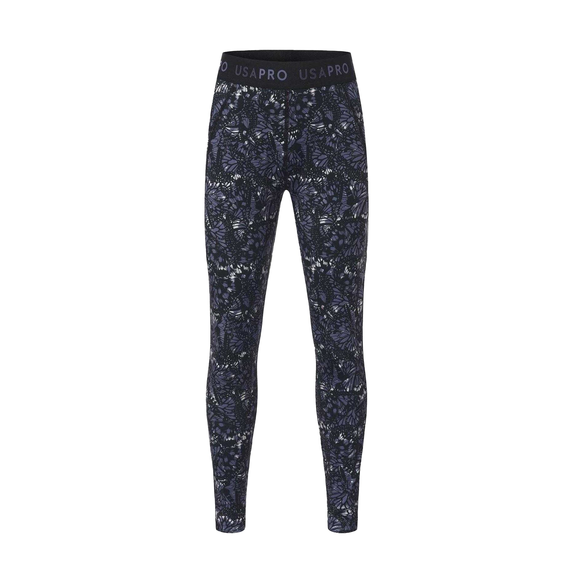 Black - Front - USA Pro Girls Butterfly Leggings