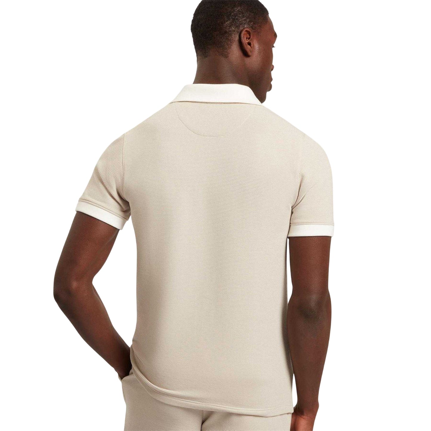 Ecru - Back - Ted Baker Mens Waffle Short-Sleeved Polo Shirt