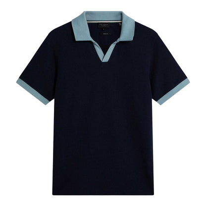 Navy - Front - Ted Baker Mens Waffle Short-Sleeved Polo Shirt