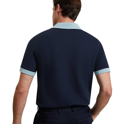 Navy - Back - Ted Baker Mens Waffle Short-Sleeved Polo Shirt