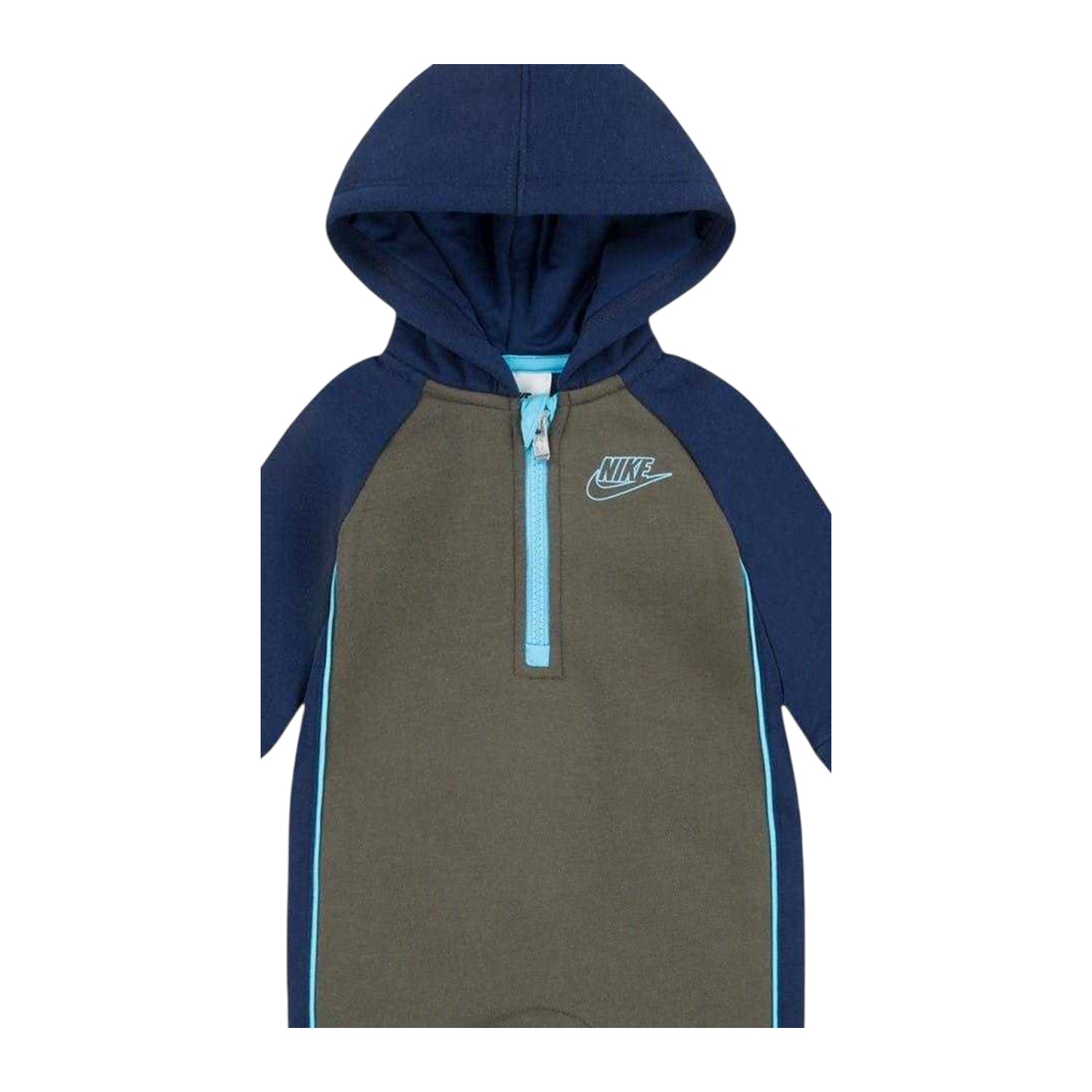 Army Khaki - Back - Nike Baby Colour Block Hooded Long-Sleeved Jumpsuit
