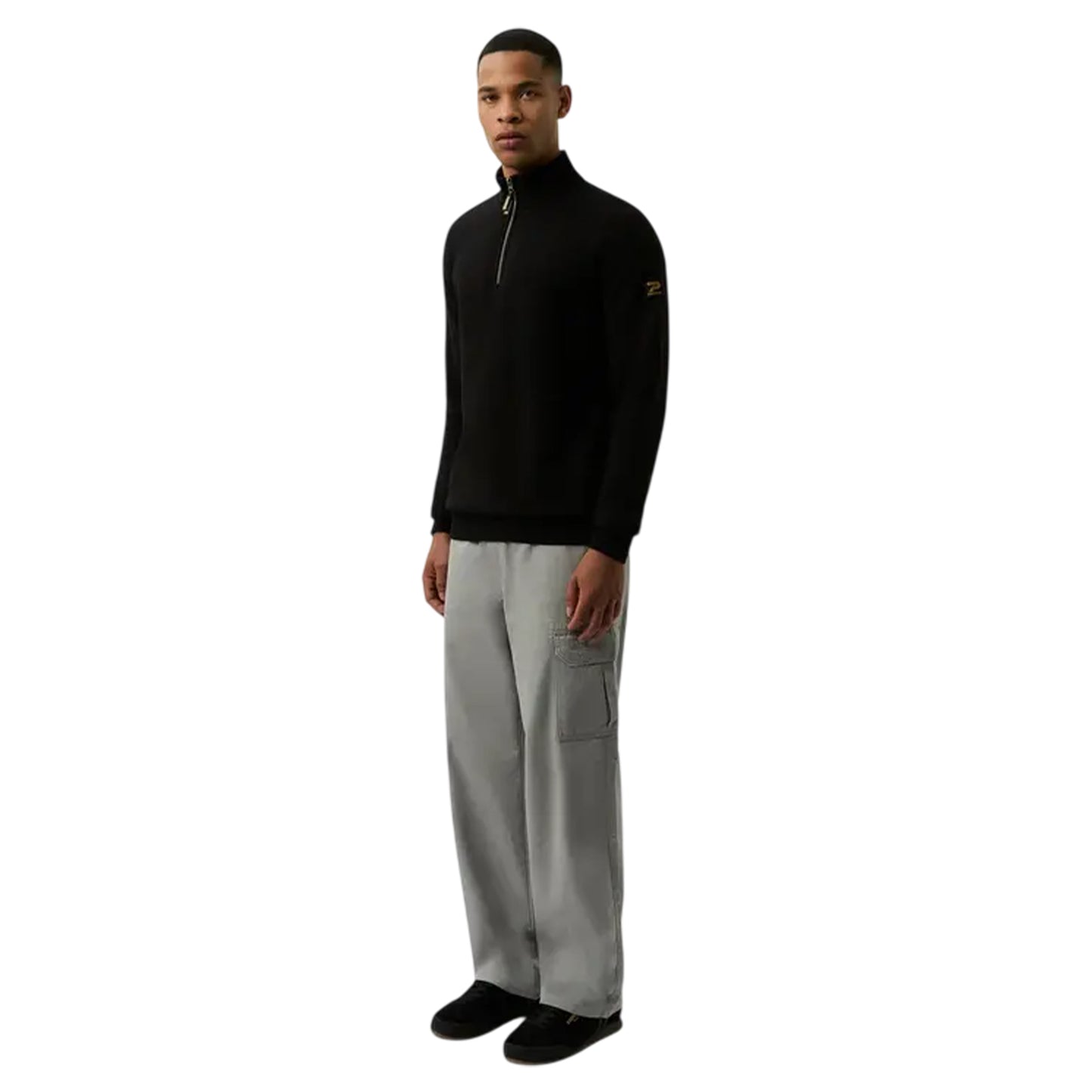 Black - Side - Patrick Mens Quarter Zip Regular Long-Sleeved Sweatshirt