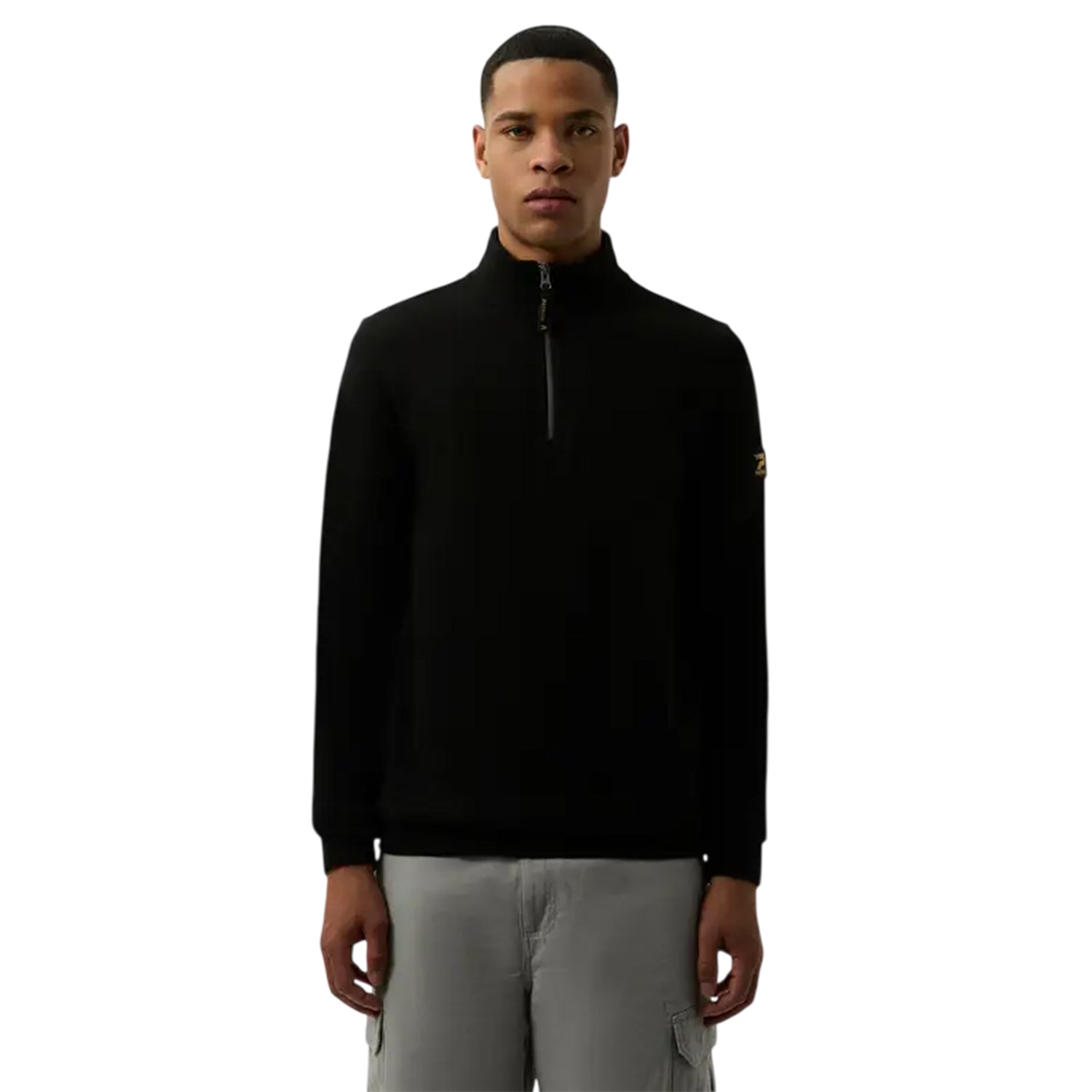 Black - Front - Patrick Mens Quarter Zip Regular Long-Sleeved Sweatshirt