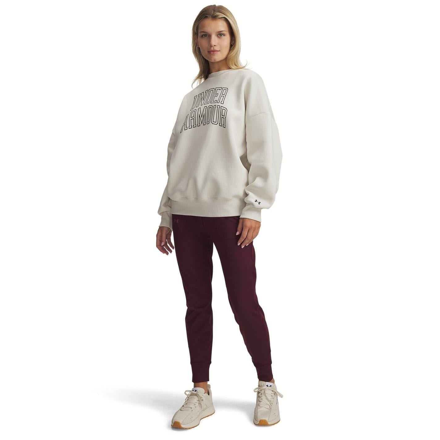 White - Lifestyle - Under Armour Womens-Ladies Rival Fleece Relaxed Fit Sweatshirt