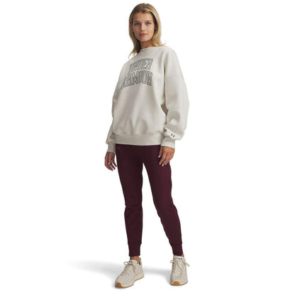 White - Lifestyle - Under Armour Womens-Ladies Rival Fleece Relaxed Fit Sweatshirt