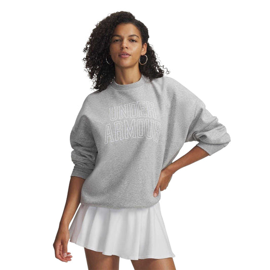 Frost Gray - Front - Under Armour Womens-Ladies Rival Fleece Relaxed Fit Sweatshirt