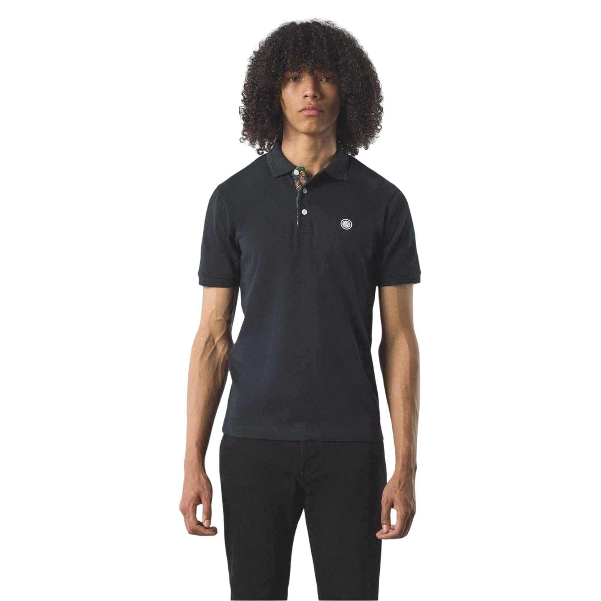 Black - Side - Pretty Green Mens House Paisley Polo Shirt