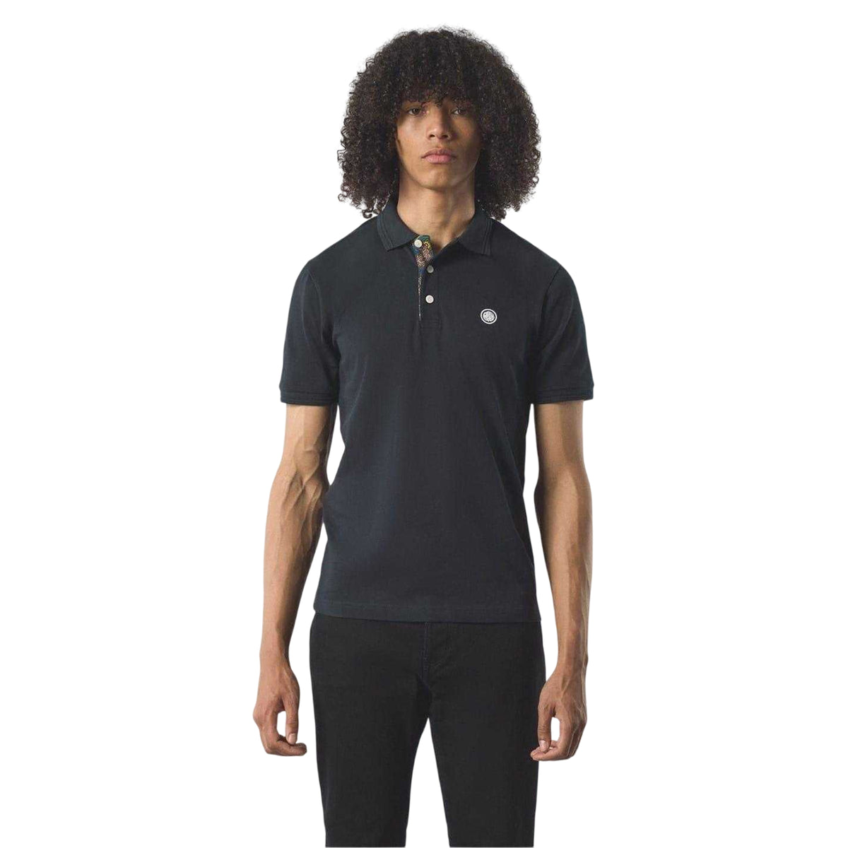 Black - Side - Pretty Green Mens House Paisley Polo Shirt