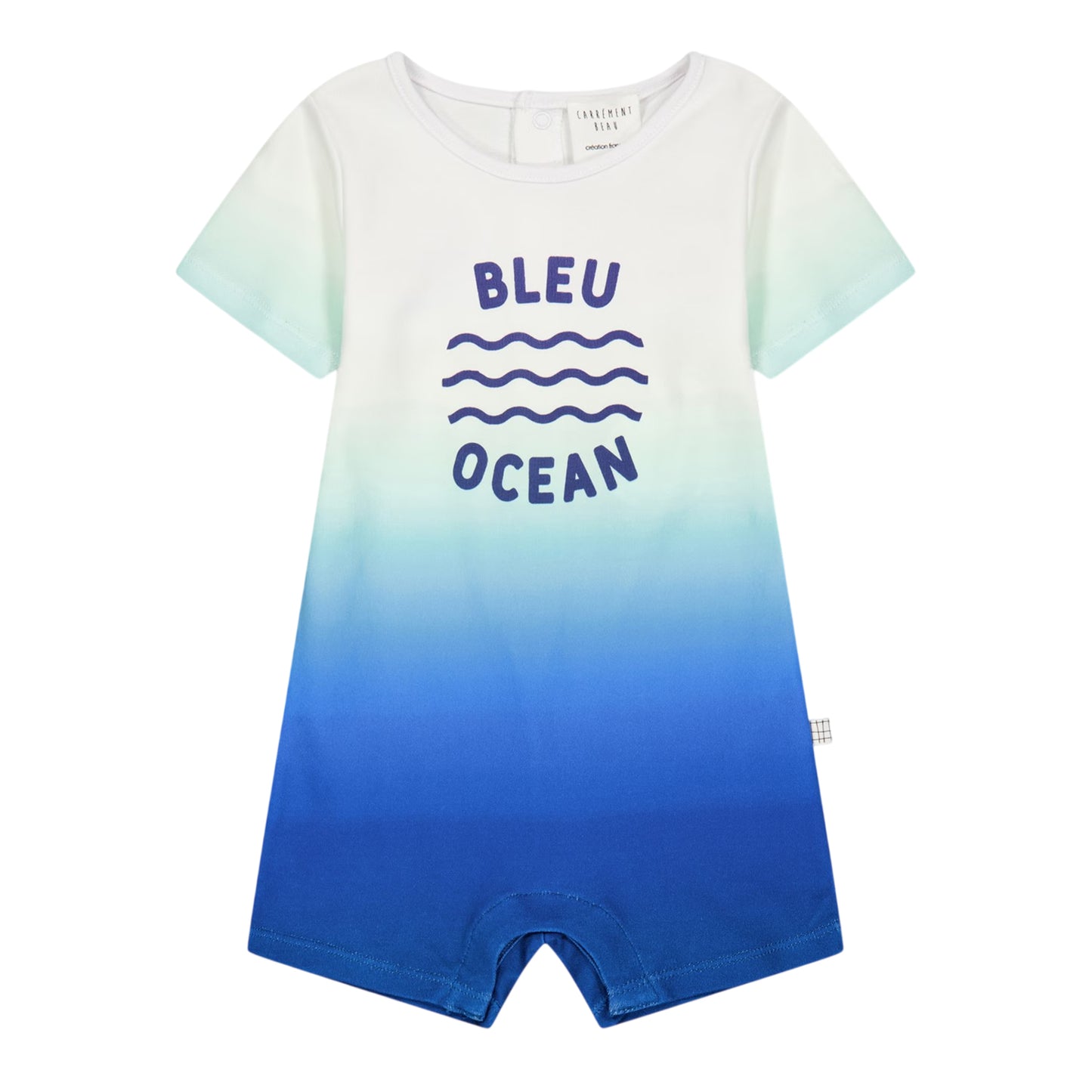 Blue-White - Front - Carrement Beau Baby Boys Ombre Regular Short-Sleeved Babysuit