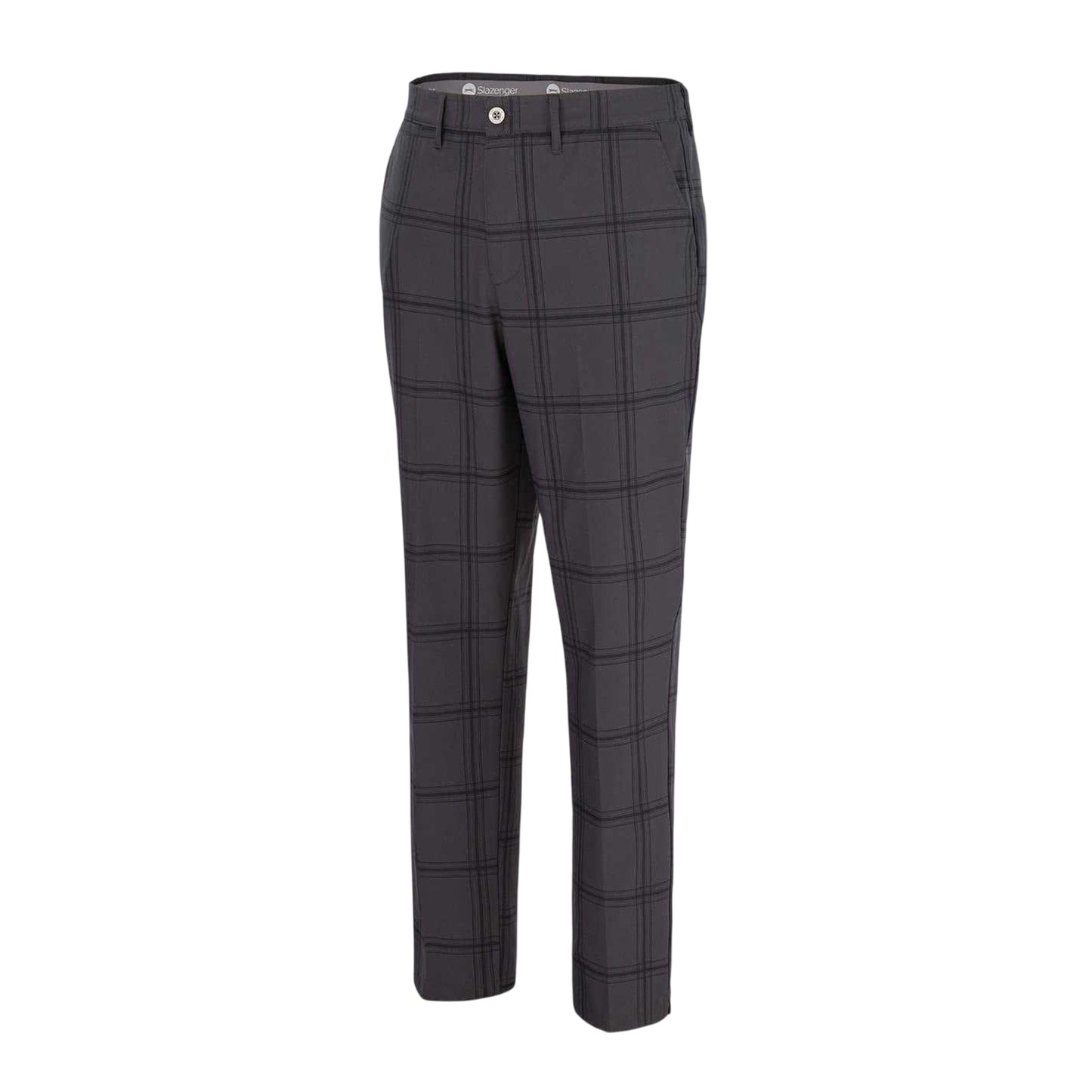Charcoal - Side - Slazenger Mens Checked Golf Trousers