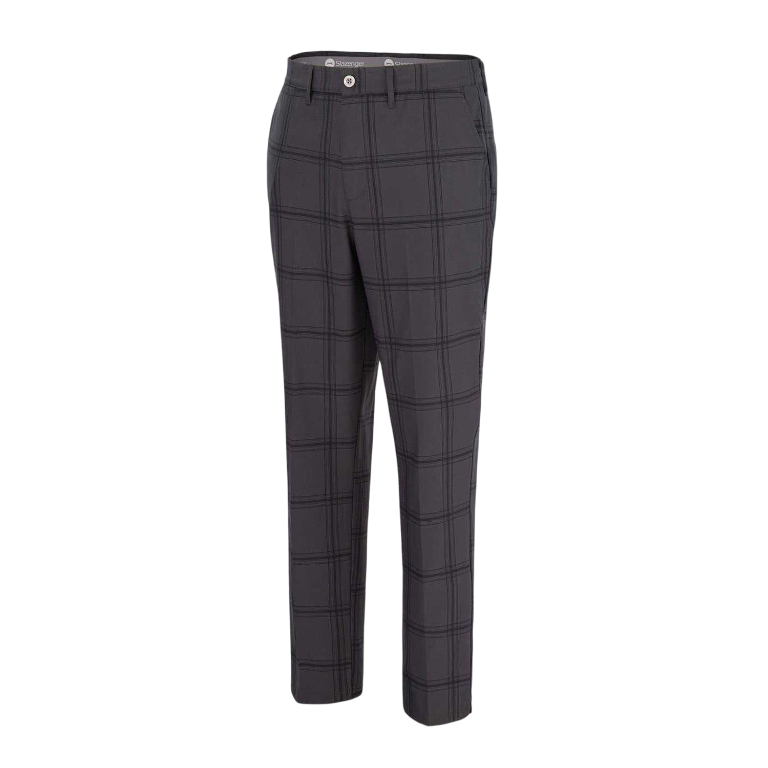 Charcoal - Side - Slazenger Mens Checked Golf Trousers