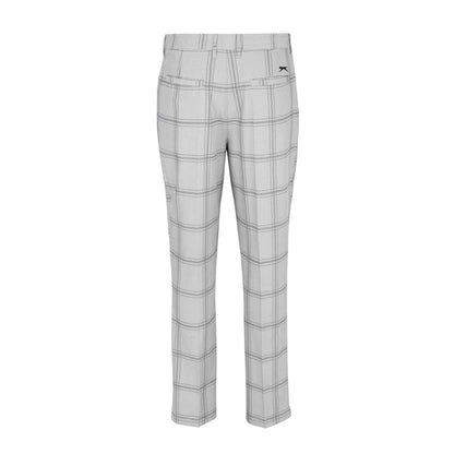 Grey - Back - Slazenger Mens Checked Golf Trousers
