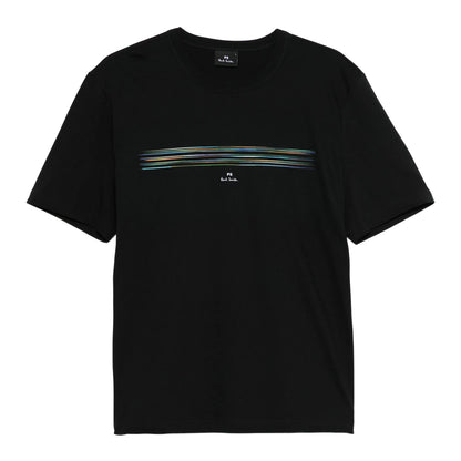 Black - Front - Paul Smith Mens Pinstripe T-Shirt