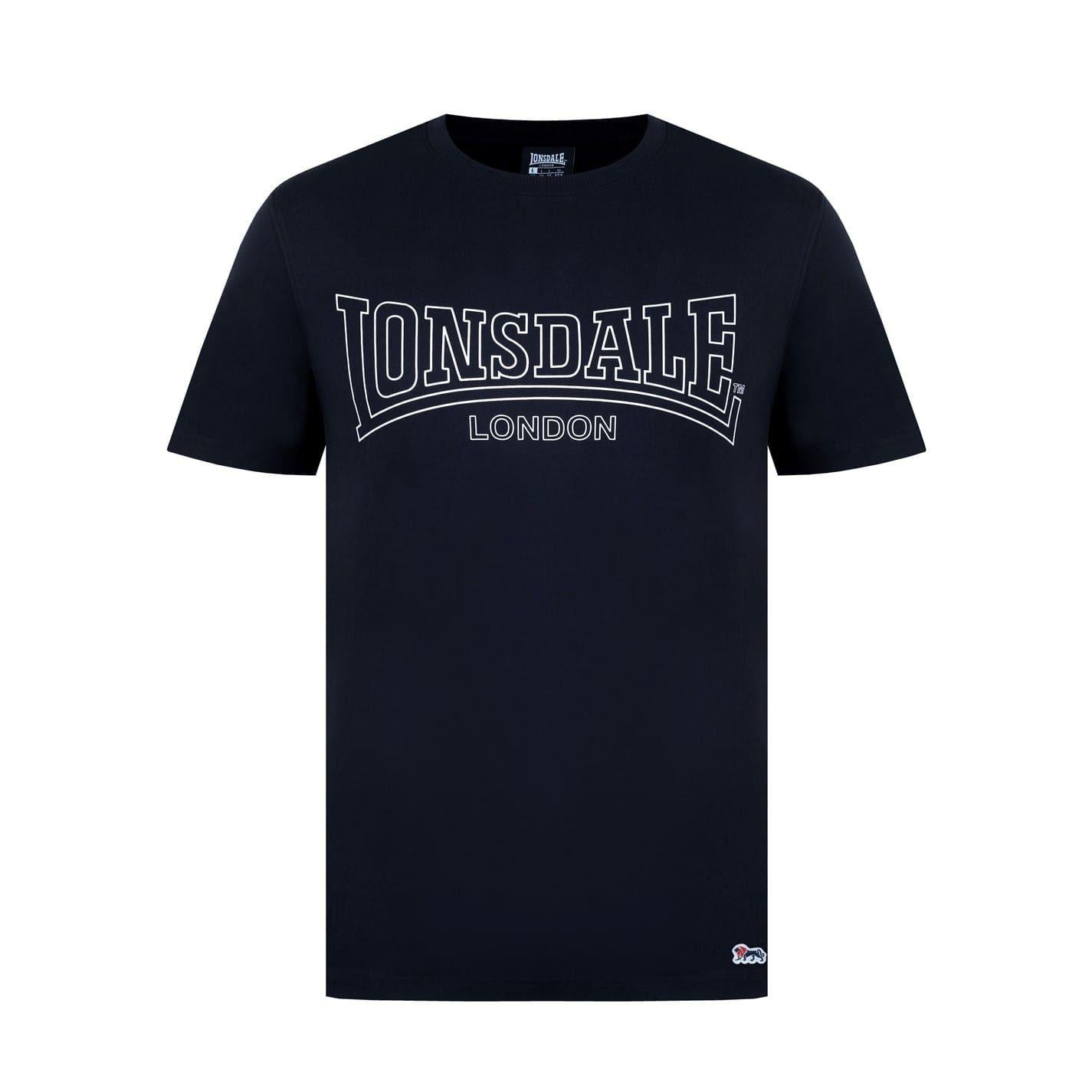 Black - Front - Lonsdale Mens Geometric Logo T-Shirt