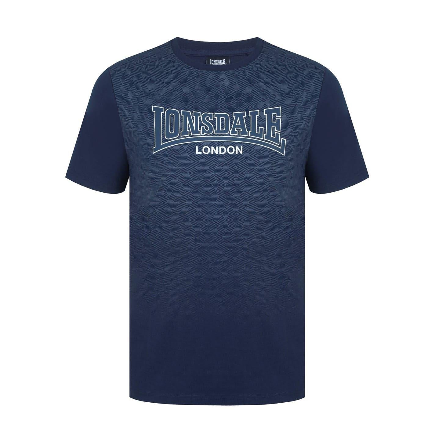 Blue - Back - Lonsdale Mens Geometric Logo T-Shirt