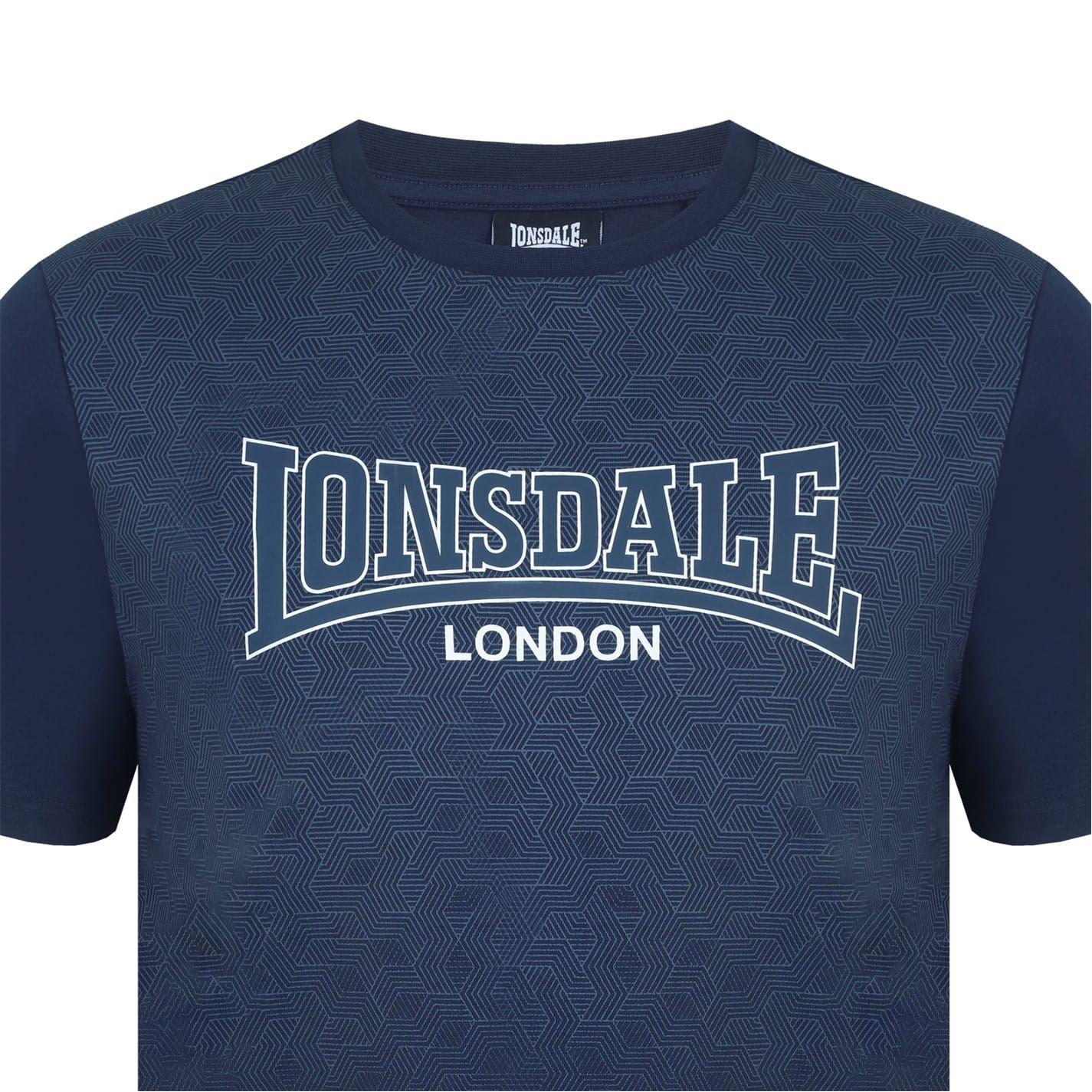 Blue - Pack Shot - Lonsdale Mens Geometric Logo T-Shirt