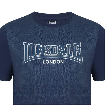 Blue - Pack Shot - Lonsdale Mens Geometric Logo T-Shirt