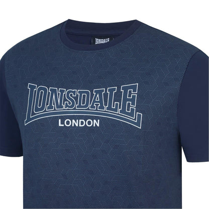 Blue - Close up - Lonsdale Mens Geometric Logo T-Shirt
