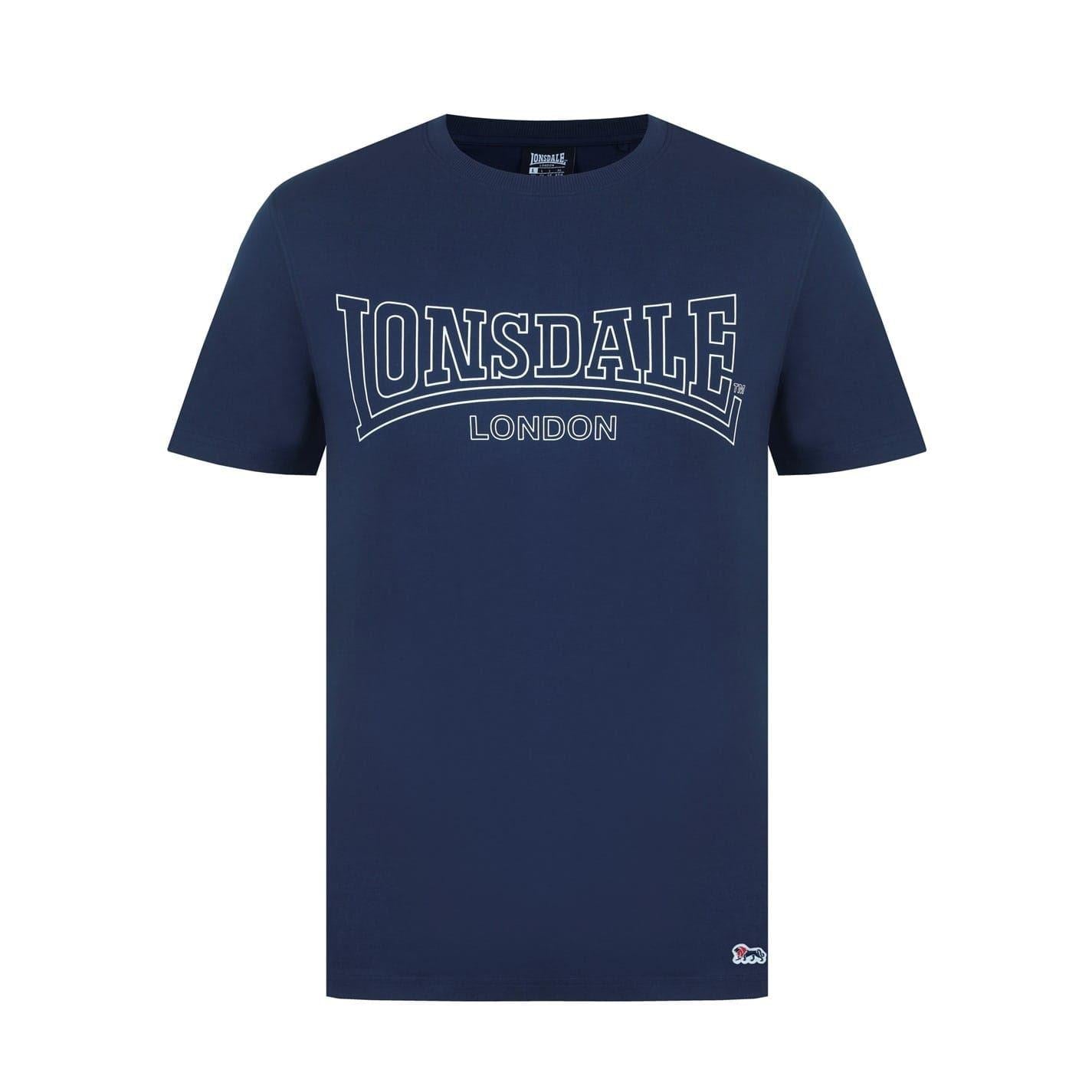 Navy - Front - Lonsdale Mens Geometric Logo T-Shirt