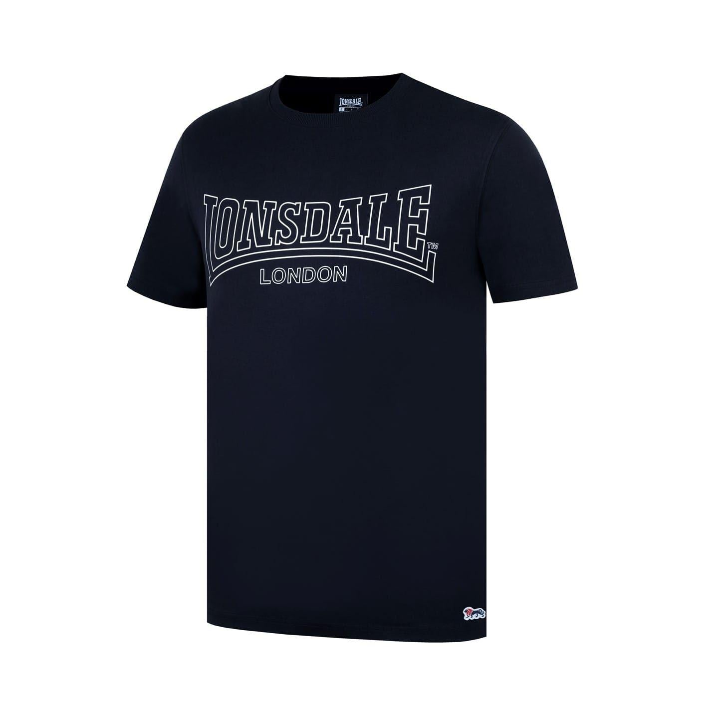 Black - Side - Lonsdale Mens Geometric Logo T-Shirt