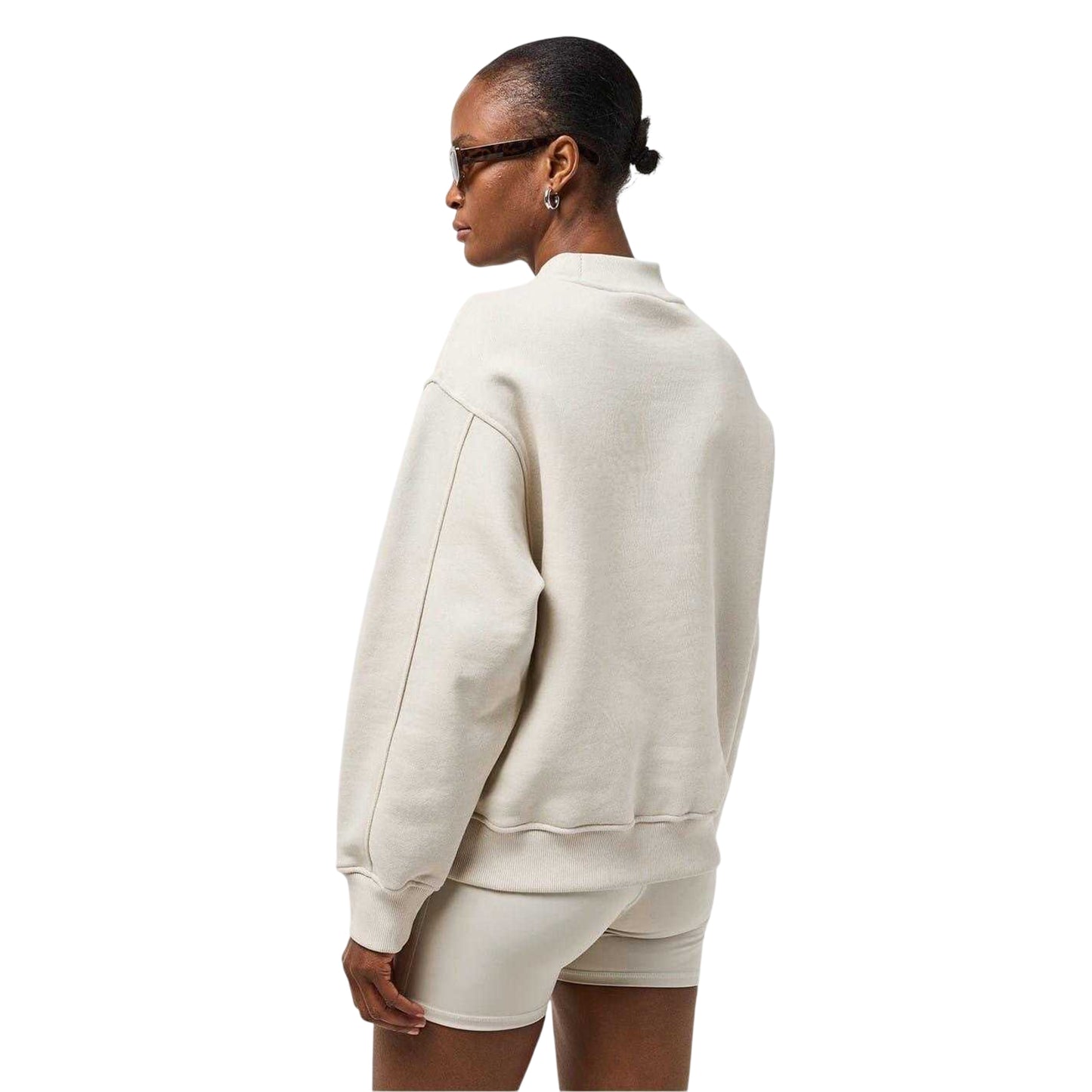 Grey - Back - Couture Womens-Ladies Embroidered Mock Neck Sweatshirt