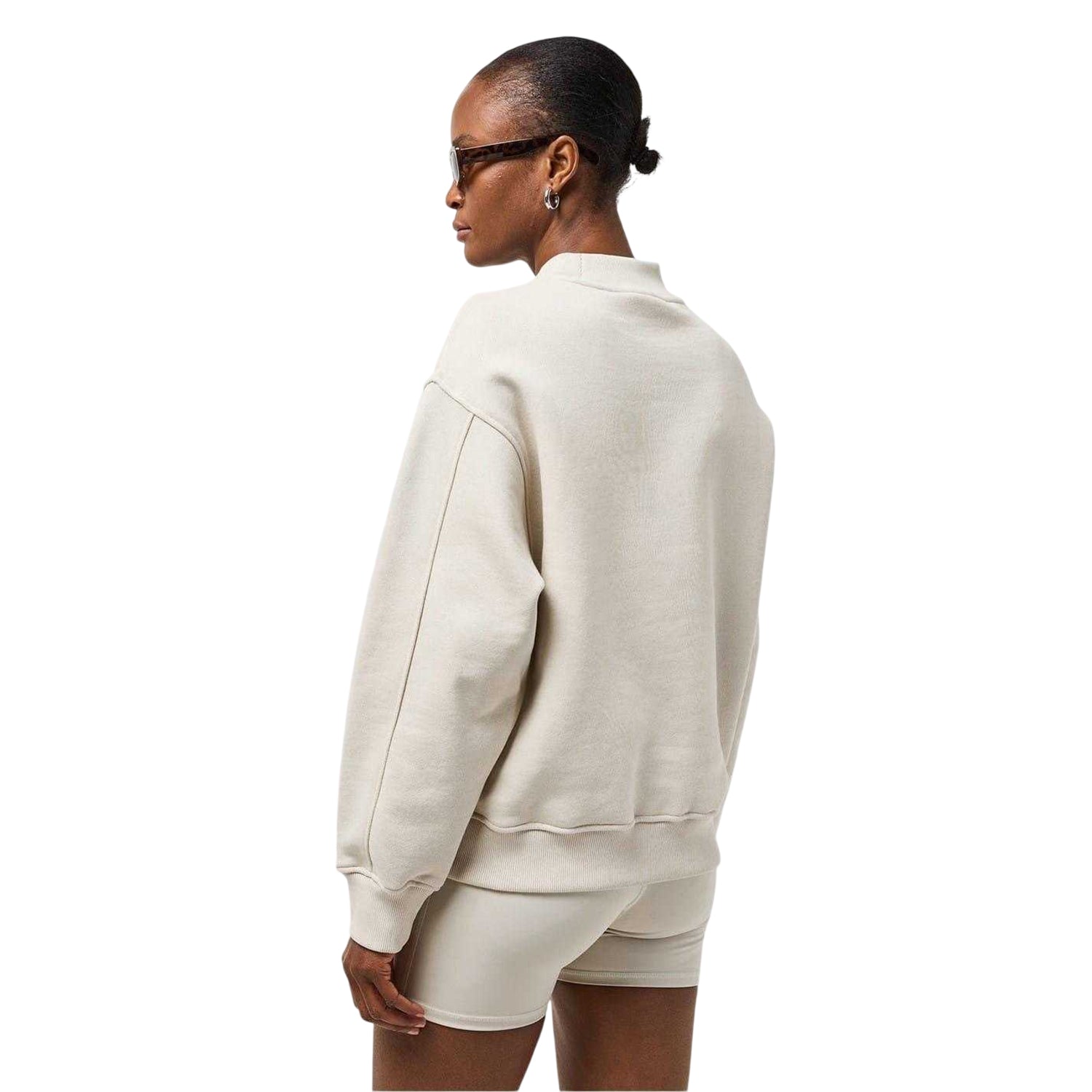 Grey - Back - Couture Womens-Ladies Embroidered Mock Neck Sweatshirt