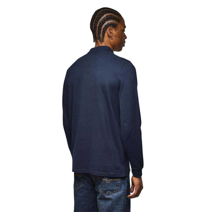Navy - Back - Weekend Offender Mens Dice Long-Sleeved Polo Shirt