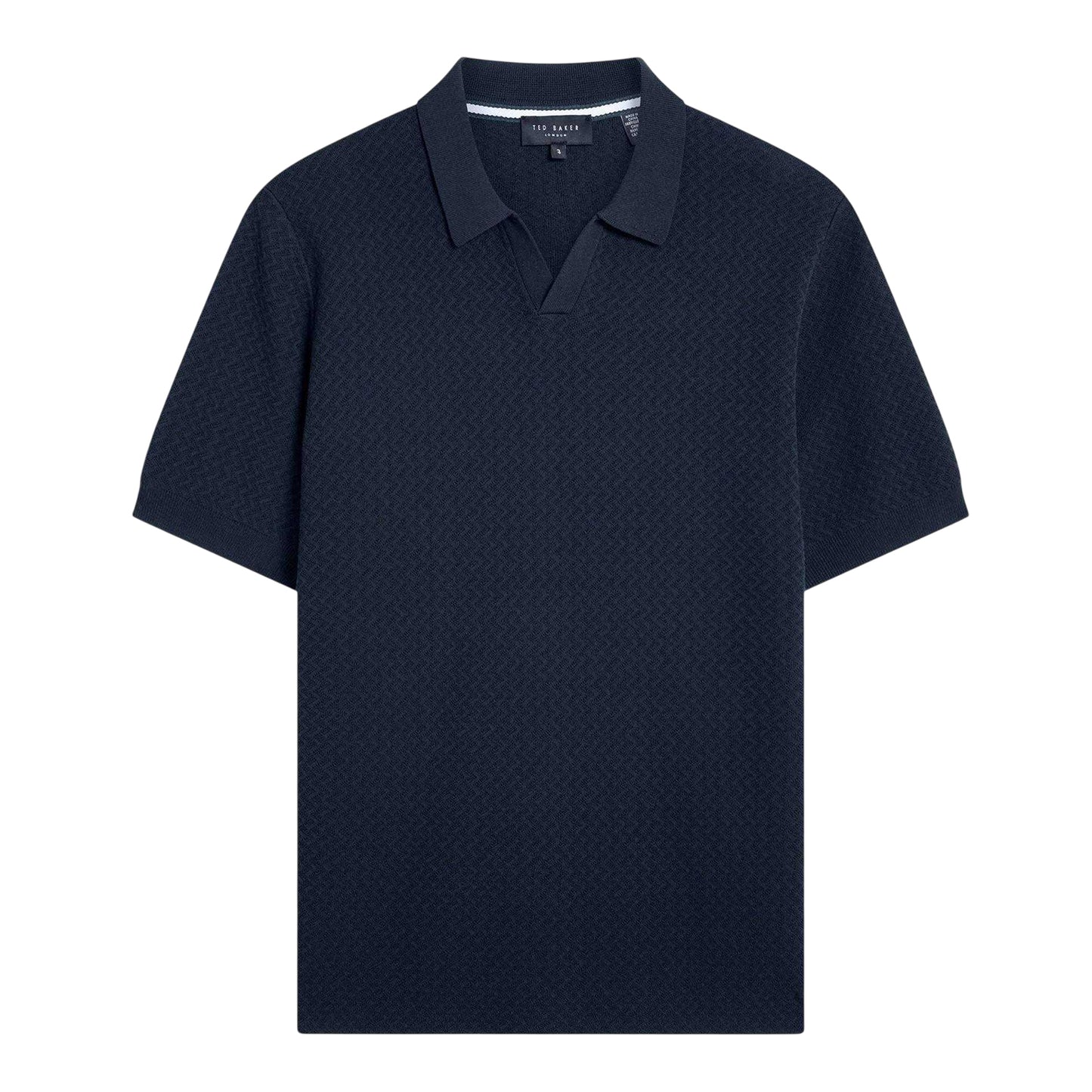 Navy - Front - Ted Baker Mens Zig Zag Knitted Polo Shirt
