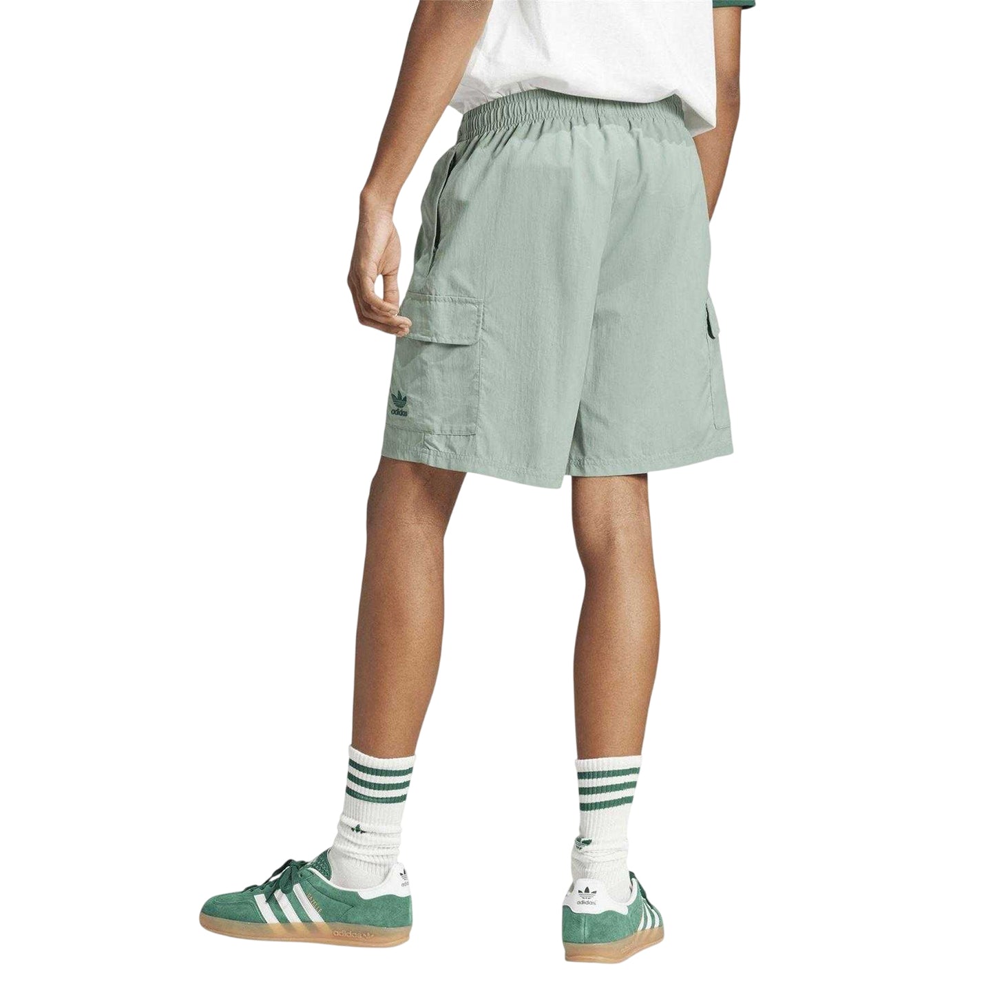 Silver Green - Back - Adidas Mens Originals Relaxed Fit Cargo Shorts