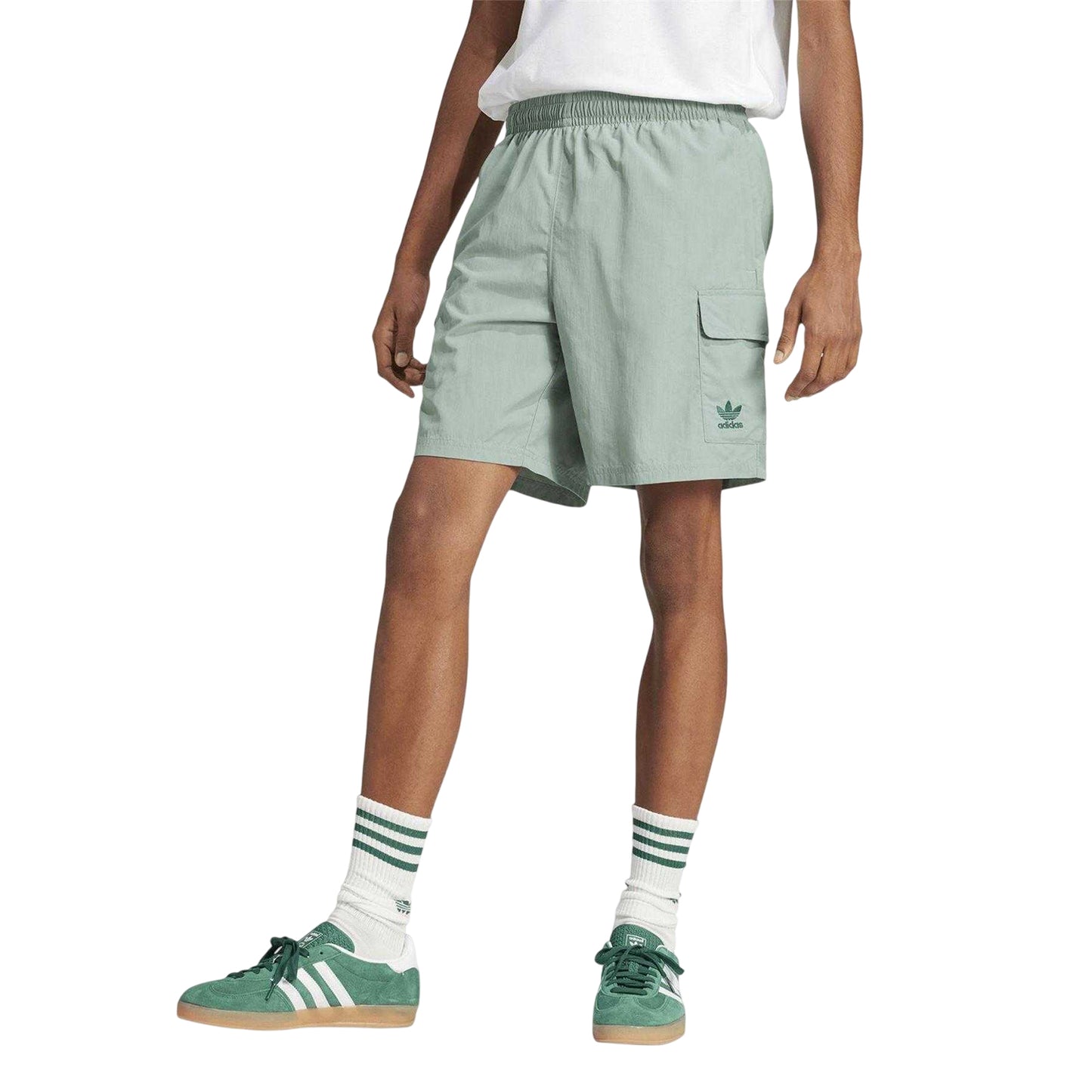 Silver Green - Side - Adidas Mens Originals Relaxed Fit Cargo Shorts