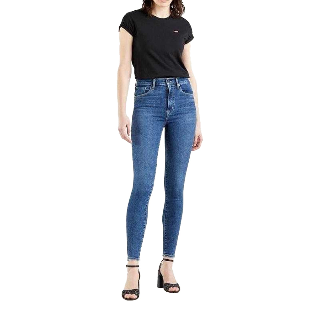 Denim-Blue Denim - Side - Levis Womens-Ladies Mile High Cotton Blend Super Skinny Jeans