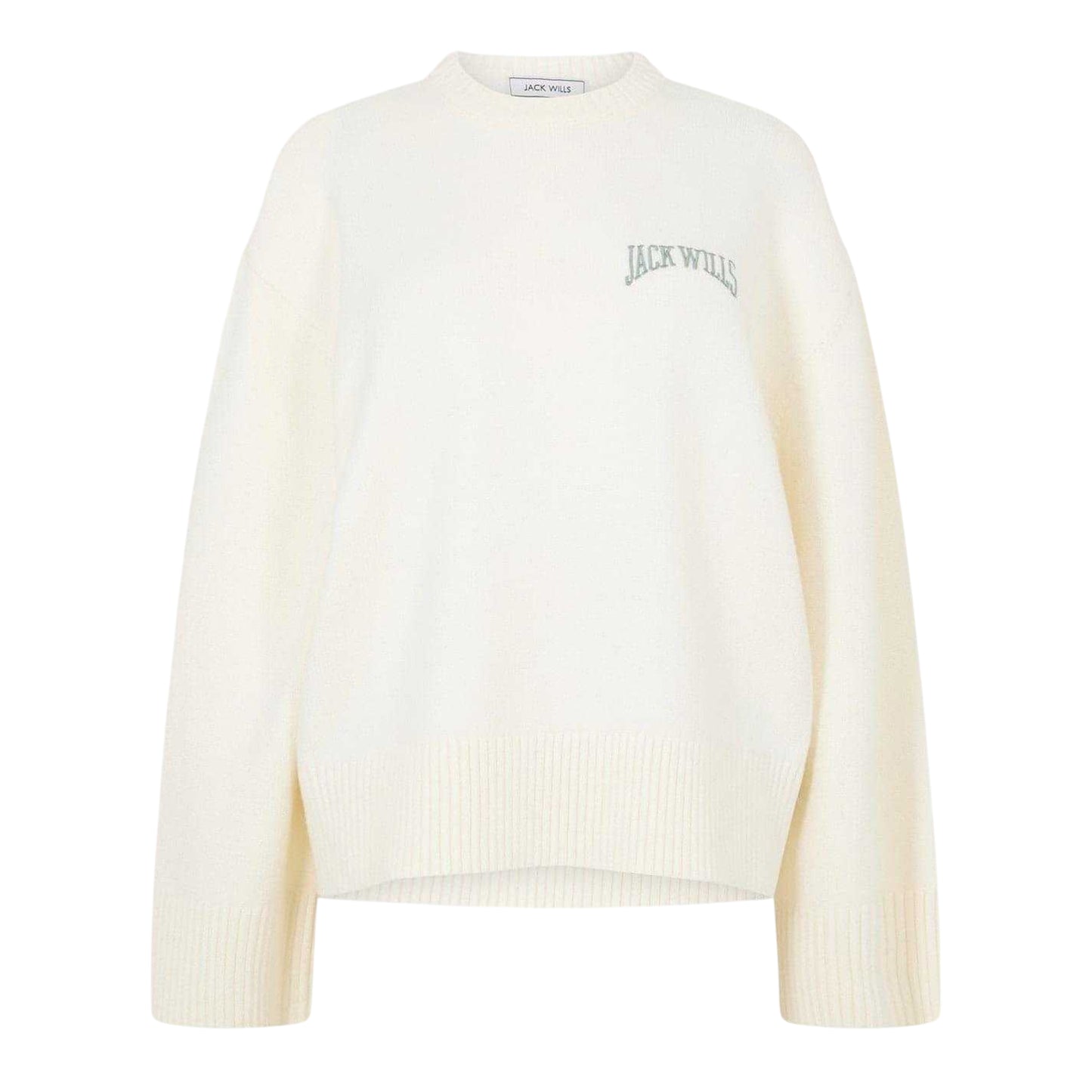Vintage White - Front - Jack Wills Womens-Ladies Arched Logo Oversized Jumper