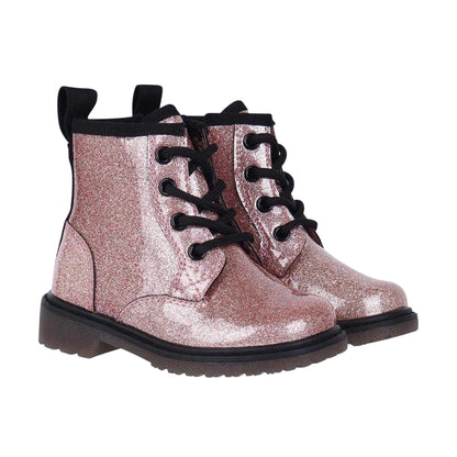 Pink - Lifestyle - Miso Girls Brandi Glitter Side Zip Block Heel Ankle Boots