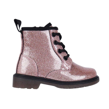 Pink - Front - Miso Girls Brandi Glitter Side Zip Block Heel Ankle Boots