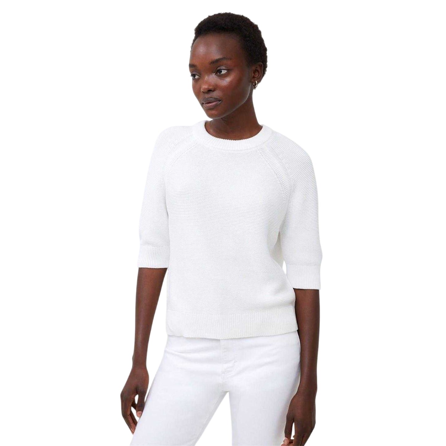 White - Side - French Connection Womens-Ladies Ribbed Relaxed Fit Jumper