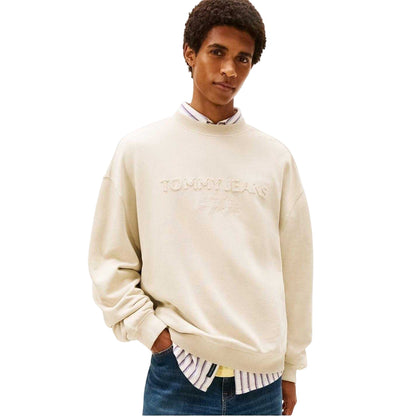 Sand - Side - Tommy Jeans Mens Embroidered Logo Sweatshirt