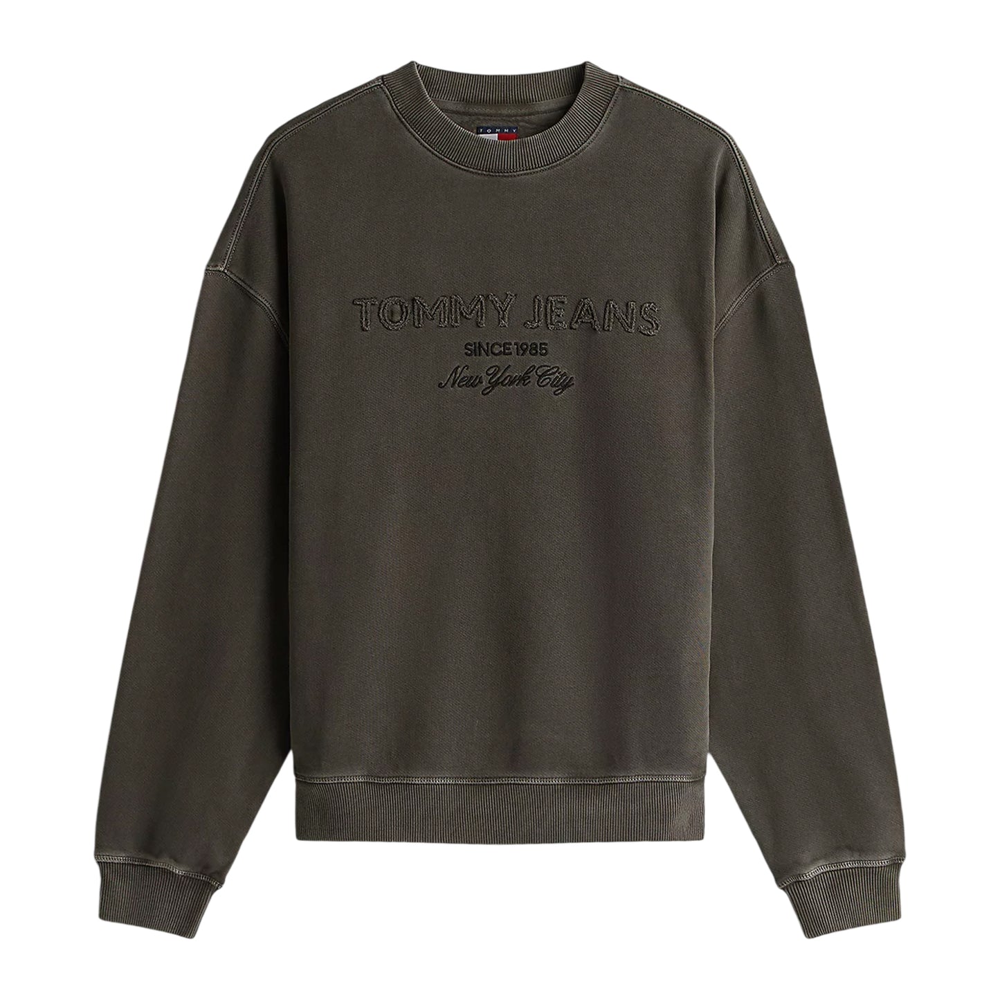 Washed Black - Front - Tommy Jeans Mens Embroidered Logo Sweatshirt