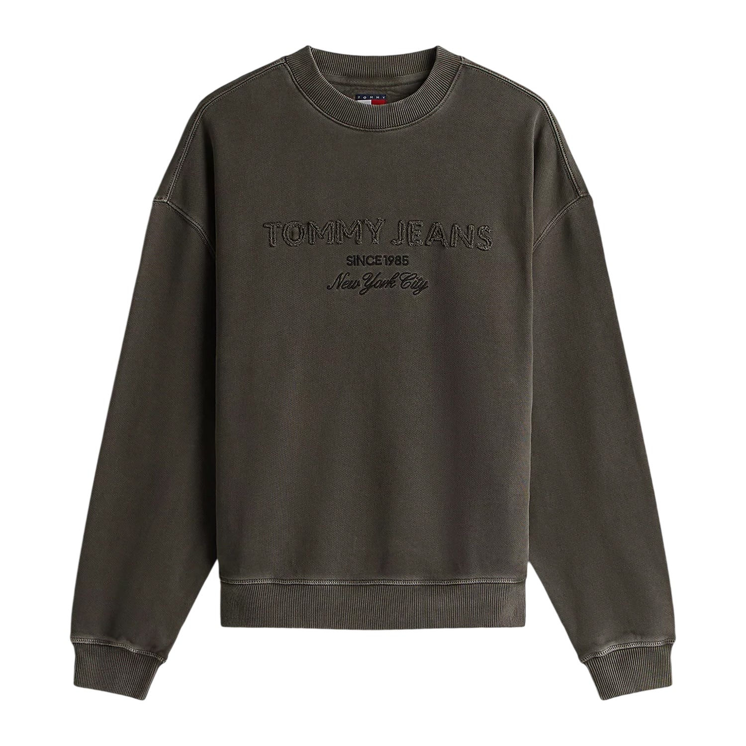 Washed Black - Front - Tommy Jeans Mens Embroidered Logo Sweatshirt