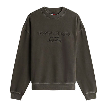 Washed Black - Front - Tommy Jeans Mens Embroidered Logo Sweatshirt