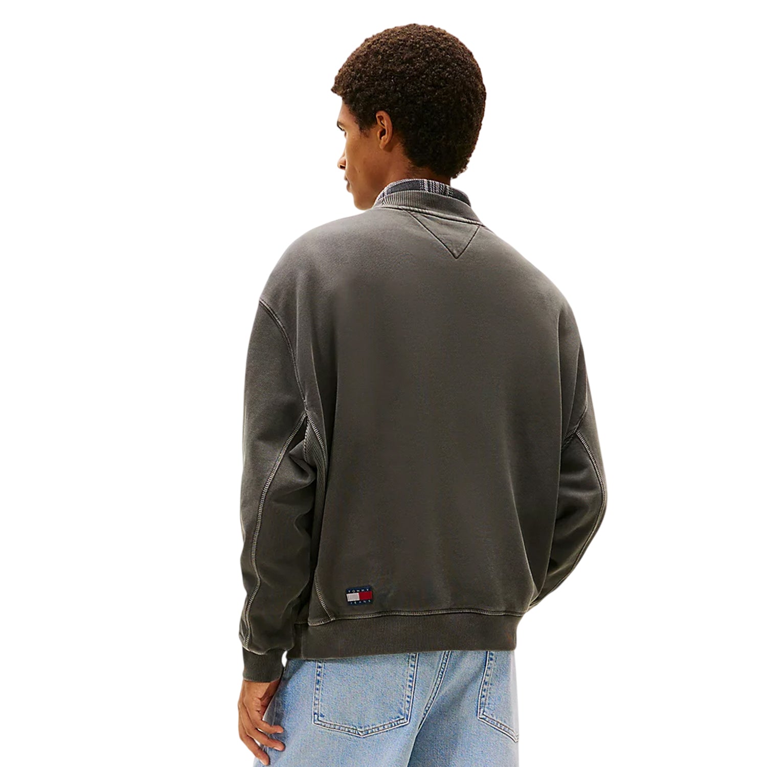 Washed Black - Back - Tommy Jeans Mens Embroidered Logo Sweatshirt