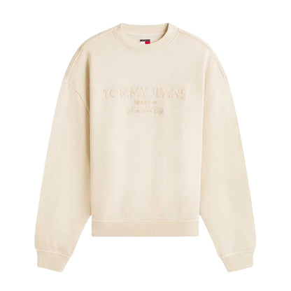 Sand - Front - Tommy Jeans Mens Embroidered Logo Sweatshirt