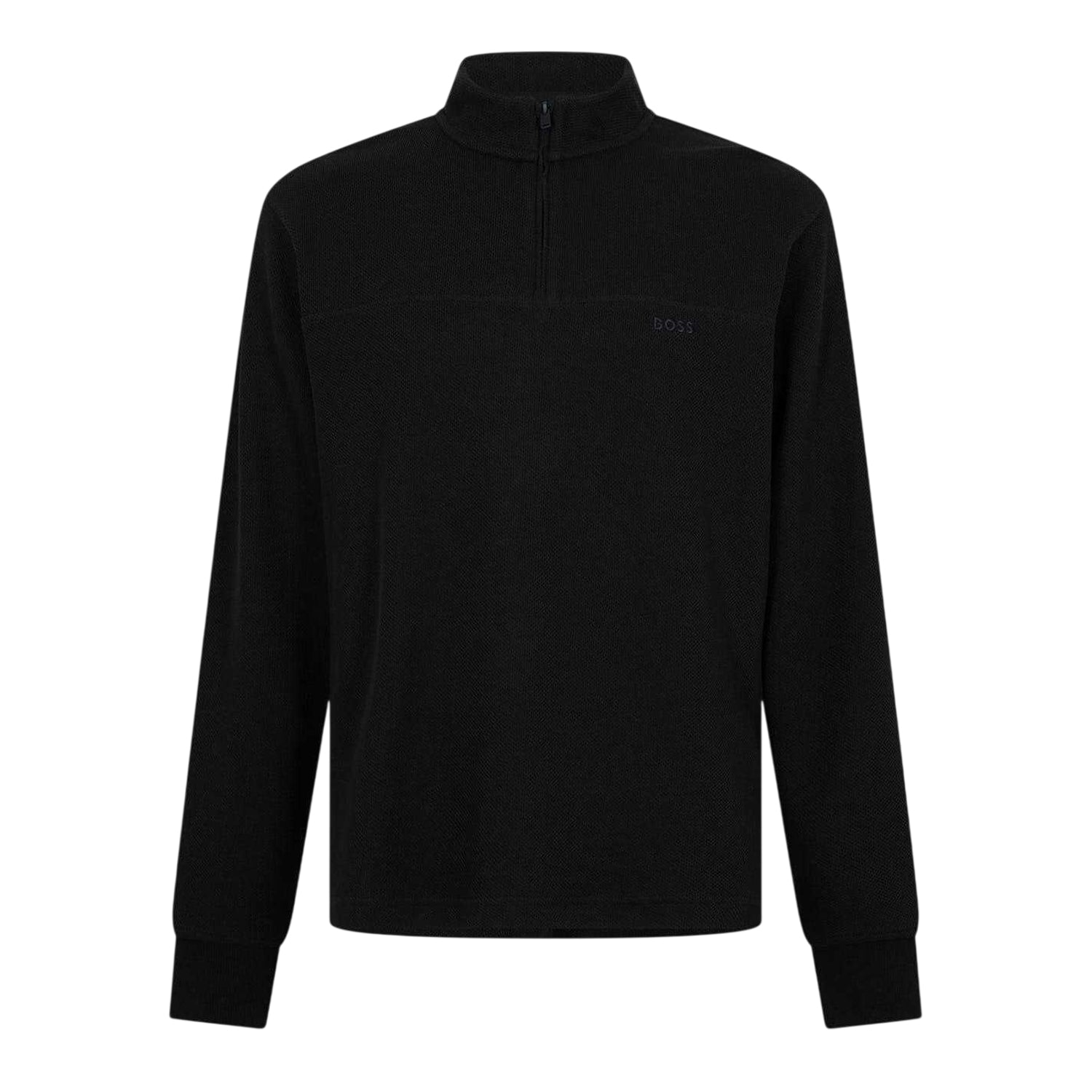 Black - Front - Boss Mens Funnel Neck Sweatshirt