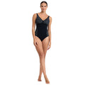 Black-Silver - Side - Arena Womens-Ladies Lucia Body Lift One Piece Swimsuit