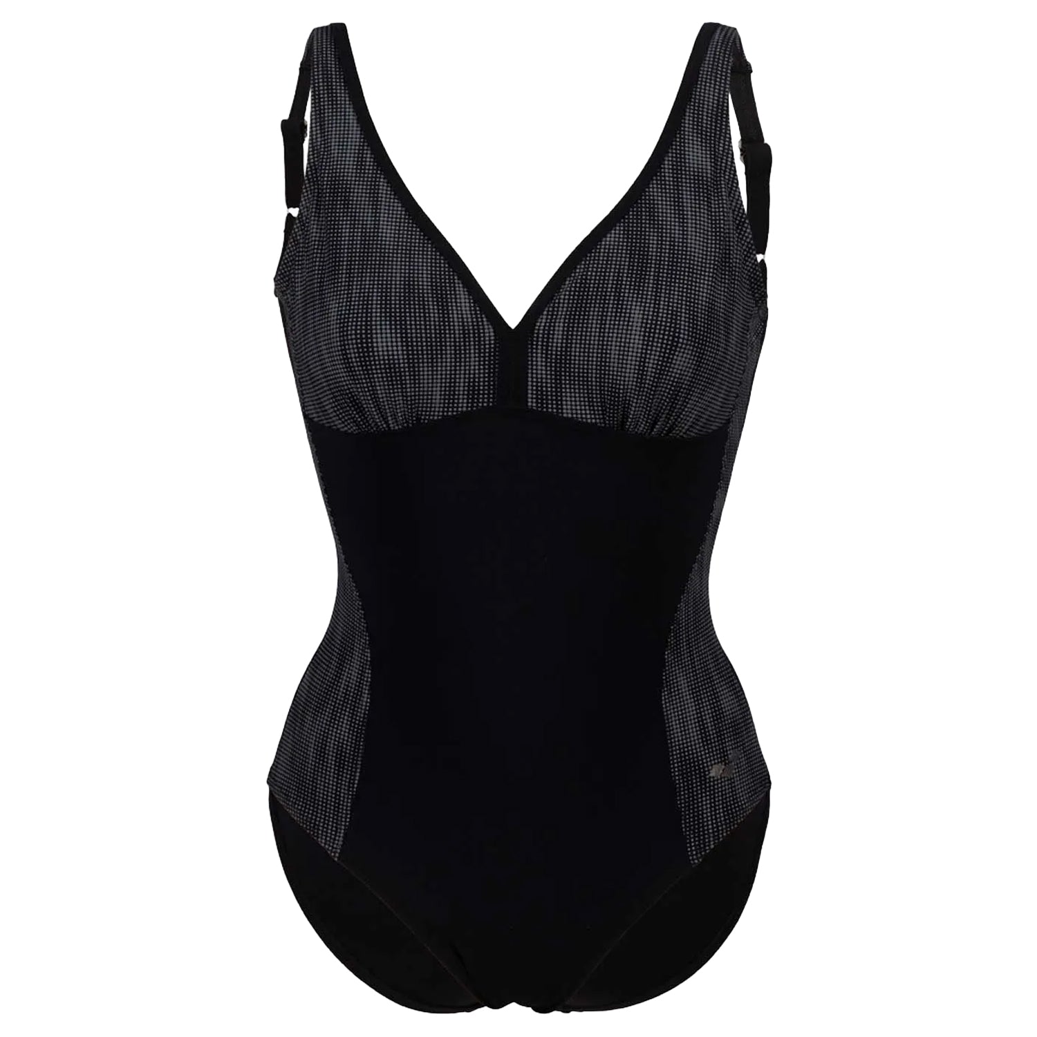Black-Silver - Front - Arena Womens-Ladies Lucia Body Lift One Piece Swimsuit