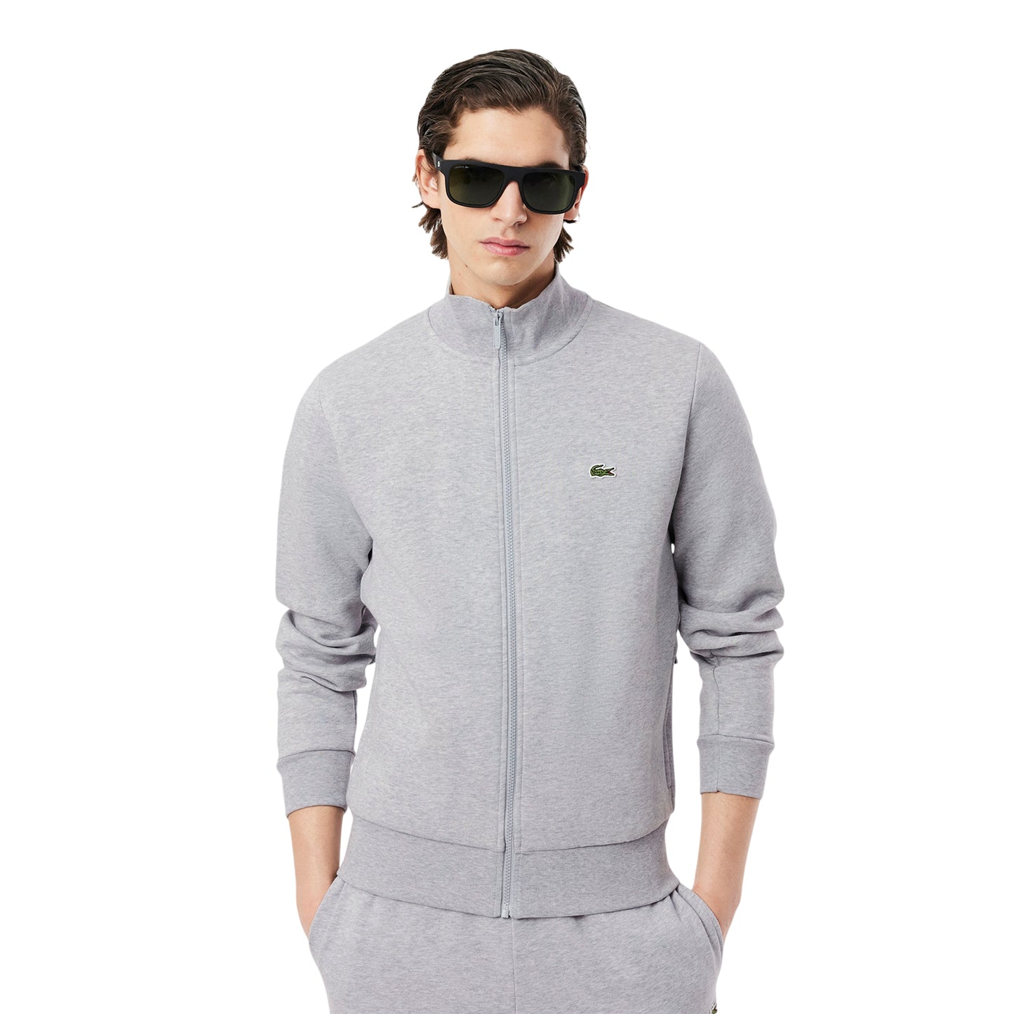 Light Grey - Side - Lacoste Mens Full Zip Sweatshirt