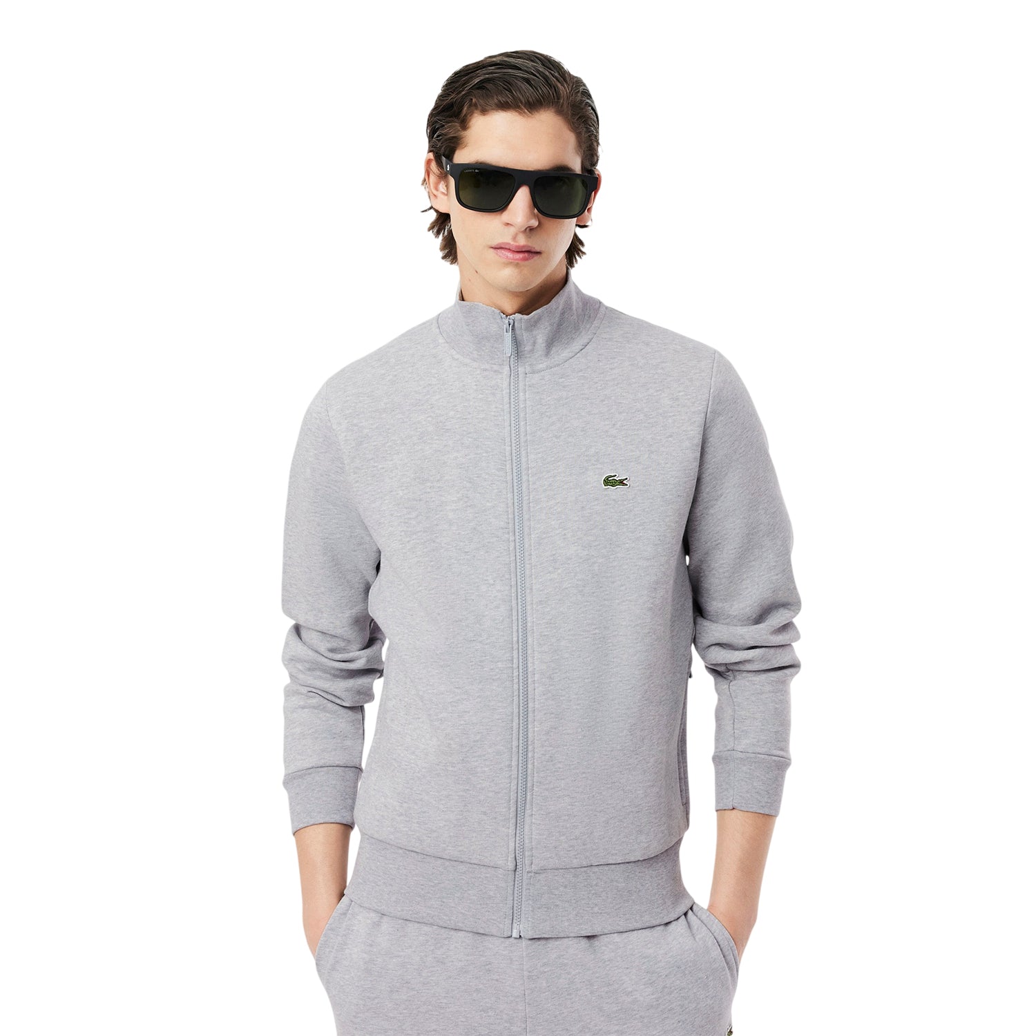 Light Grey - Side - Lacoste Mens Full Zip Sweatshirt