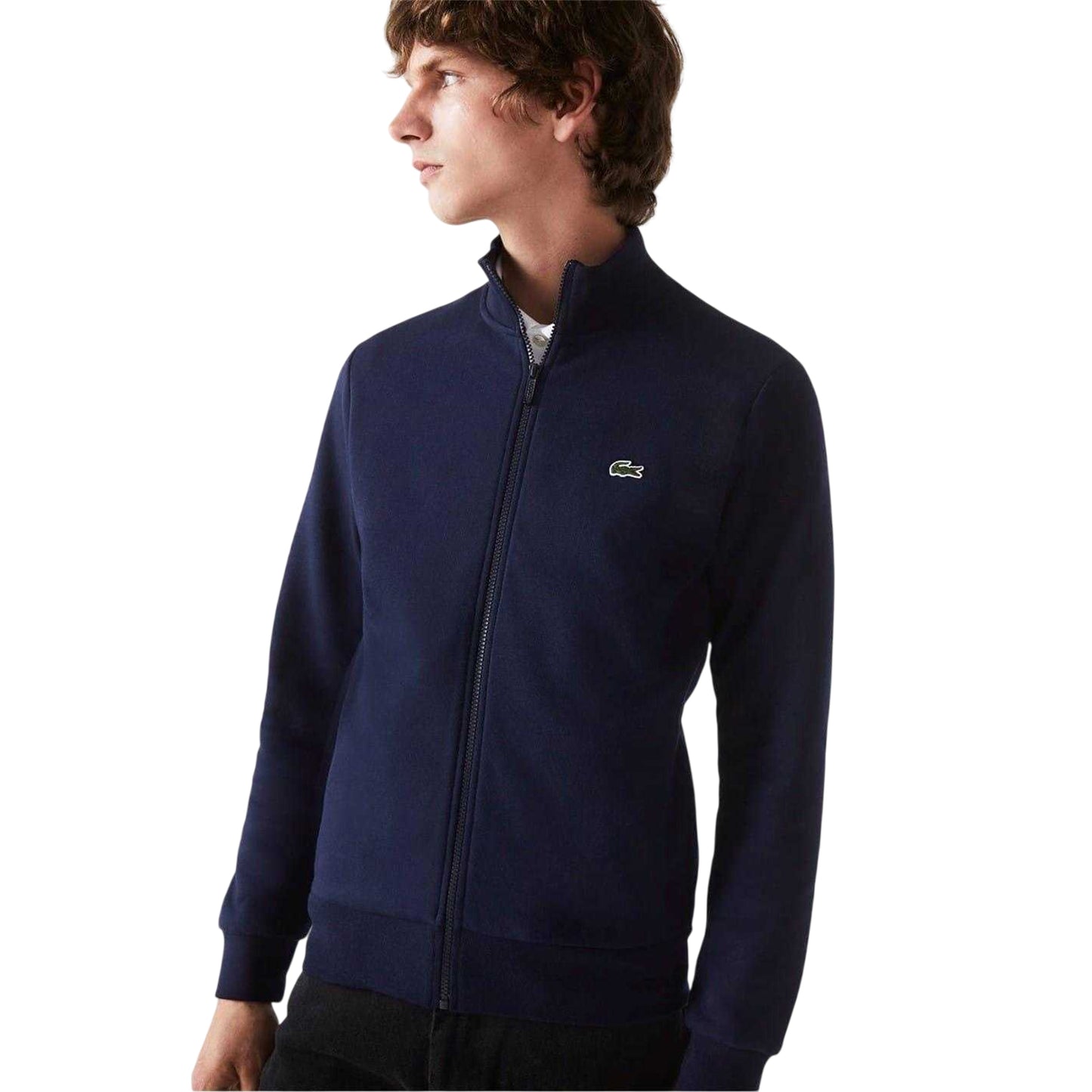Navy - Side - Lacoste Mens Full Zip Sweatshirt