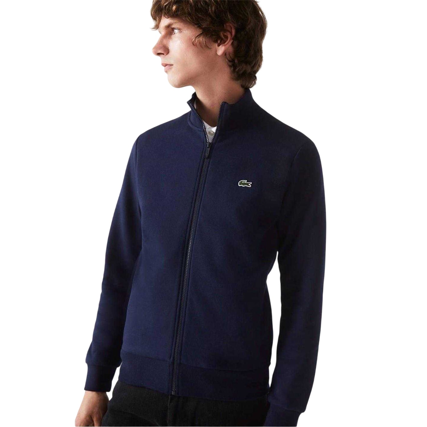 Navy - Side - Lacoste Mens Full Zip Sweatshirt