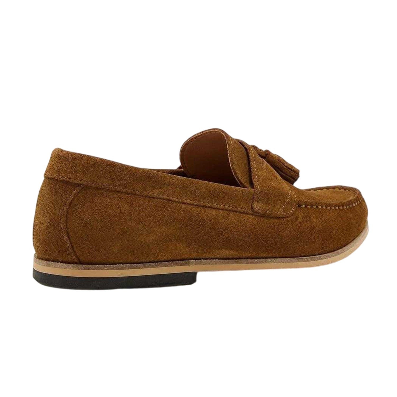 Tan - Back - Dune London Mens Bart Suede Loafers